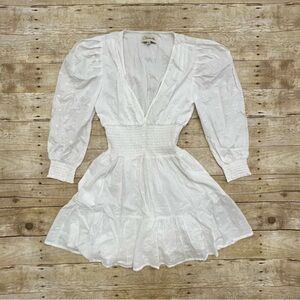 Cleobella Lauryn White Eyelet Mini Dress Puff Sleeve XS